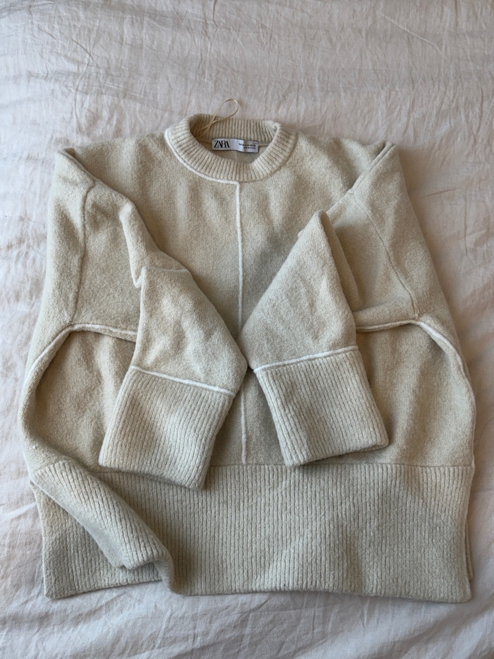 Zara Off-White Crewneck Sweater